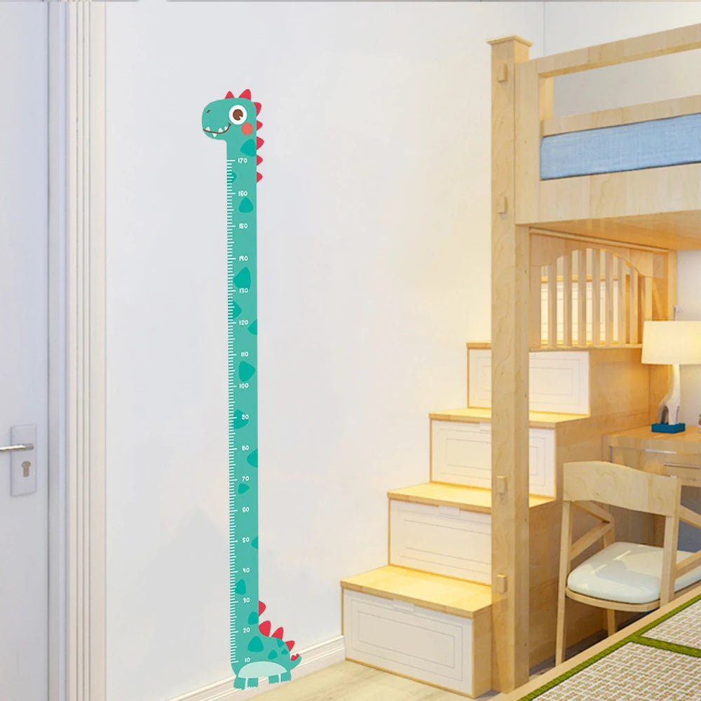 Colorful cartoon unicorn, dinosaur, and giraffe wall height stickers designed for kids&
