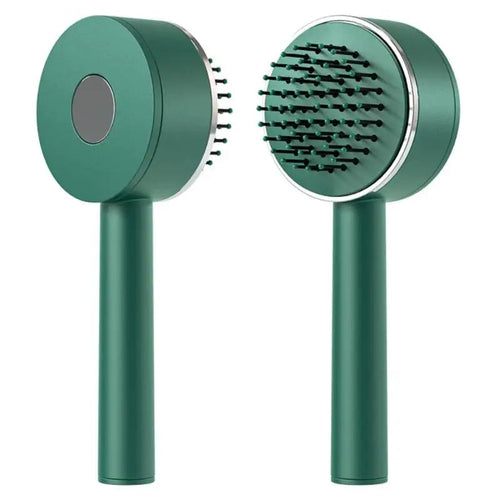 White Eucalyptus self-cleaning hair brush for women with scalp massage, designed to reduce hair loss and clean hair thoroughly.