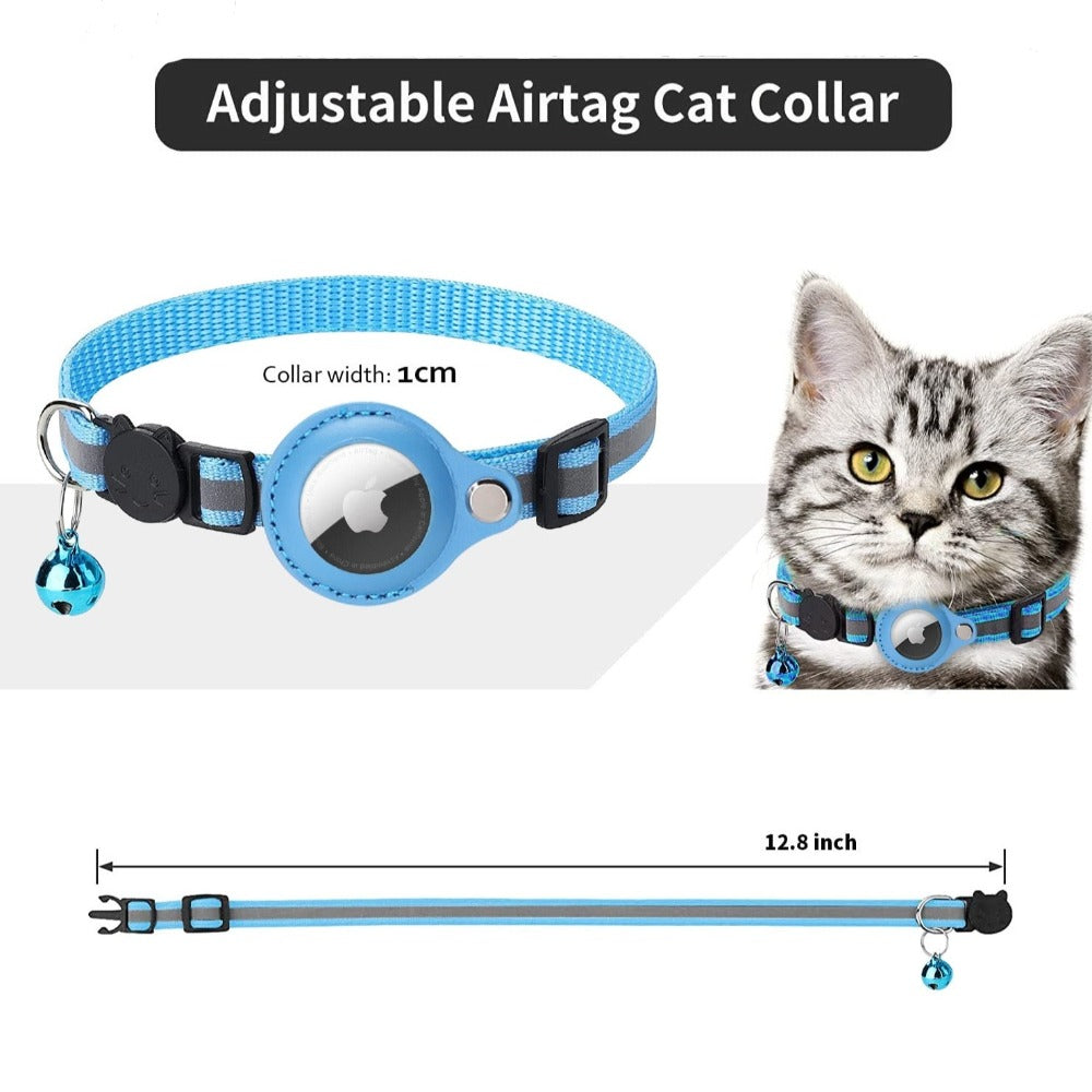 Yellow Pandora reflective Airtag case collar for cats and dogs, with secure attachment and visibility features.