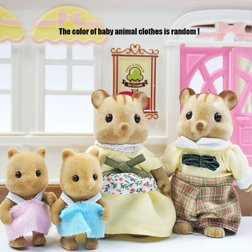 Miniature rabbit doll from AliExpress, part of 1/12 micro dollhouse collection featuring reindeer, sheep, elephant, and squirrel figurines.