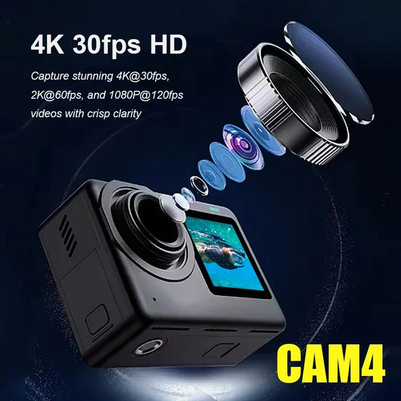 4K Action Camera with Active HDR, 5G Wi-Fi & 30M Housing