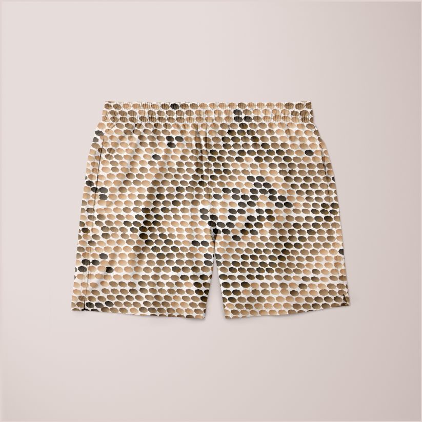 Sky Felix snake skin shorts with a bold snake print, showcasing the unique pattern and stylish fit of the T-shirt.