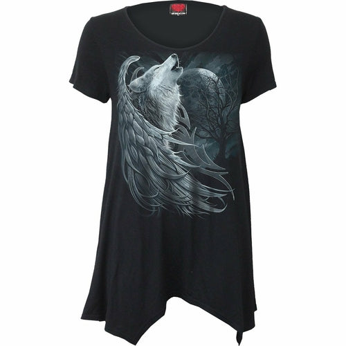 Black Jasper WOLF SPIRIT smock tunic, casual top with relaxed fit, featuring a stylish design and comfortable fabric for everyday wear.