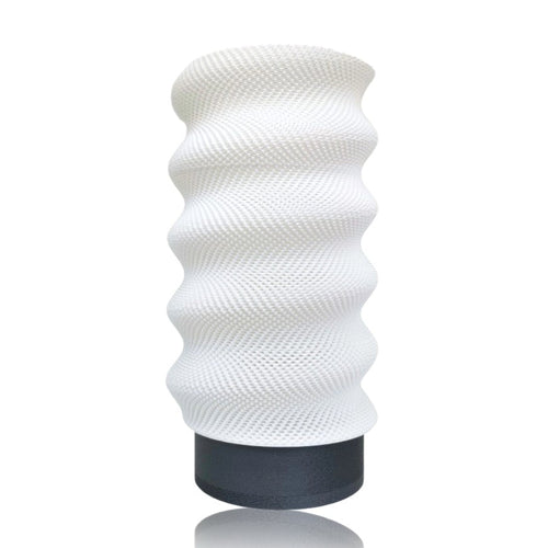 Azure Pontus Lumina Twist portable table lamp in silver with a sleek, modern design and twistable light feature.