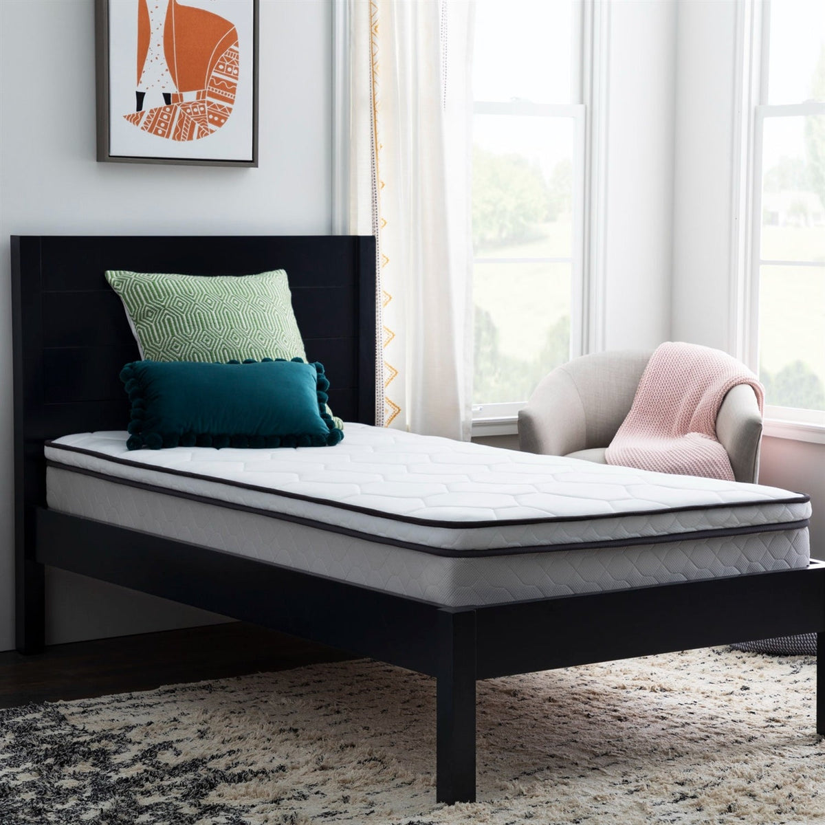 Twin size 8-inch Plush Memory Foam Innerspring Hybrid Mattress