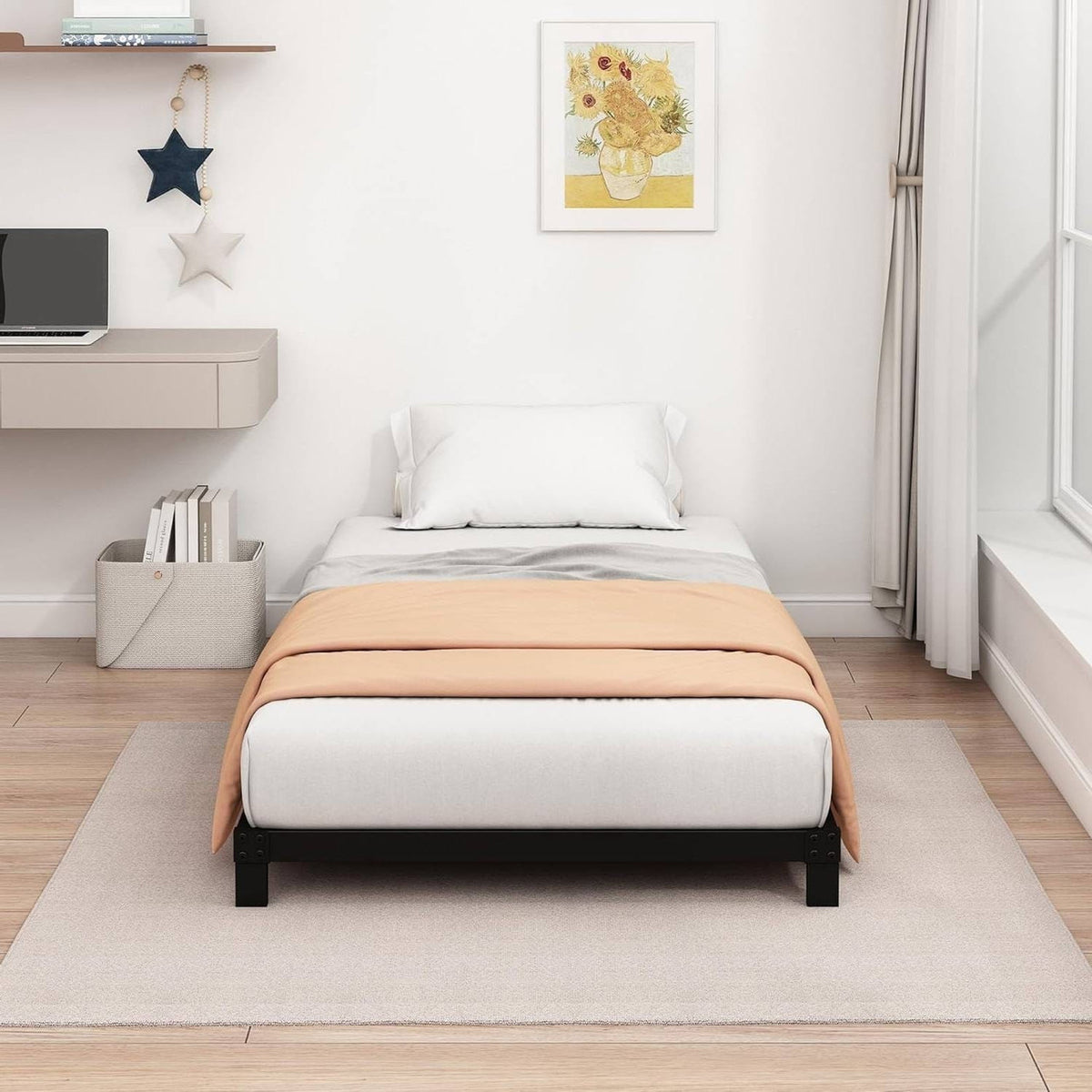 Twin XL size 5-inch Heavy Duty Metal Bed Frame with 3,000 lb. Weight Capacity