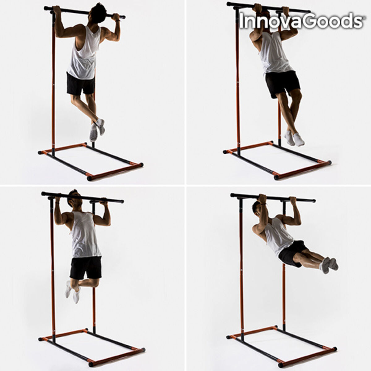 Full body pull-up station by Bigbuy with adjustable bars and exercise guide for strength training and fitness workouts.