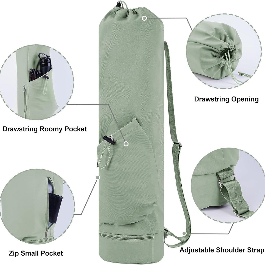 NNEDSZ Off White Durable Yoga Mat Carry Bag - Multi-Functional Fitness Backpack with Wet Pocket(Mugs are filming props, not included)