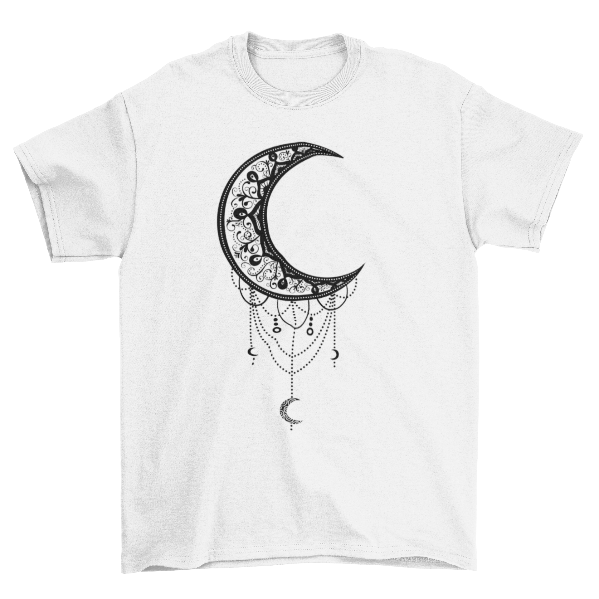 Turquoise Theseus illustrated moon T-shirt featuring a detailed moon graphic on soft fabric, perfect for casual wear.