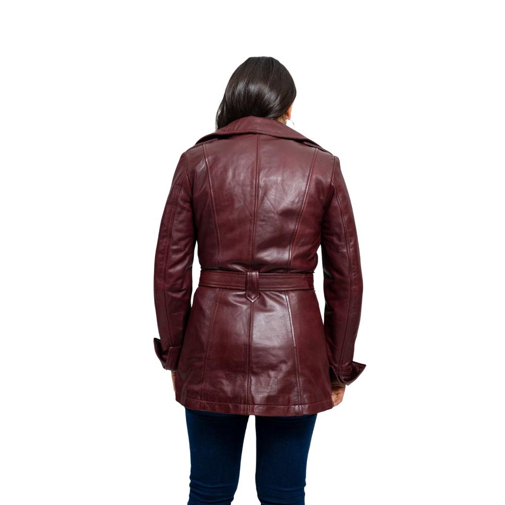 Orange Pontus Traci jacket in oxblood color, shown from the back with a stylish, tailored design.