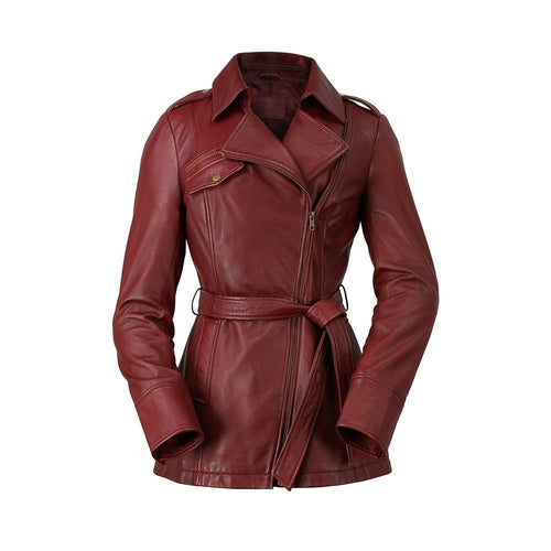 Orange Pontus Traci jacket in oxblood color, stylish coat with a tailored fit and button details, suitable for cold weather.