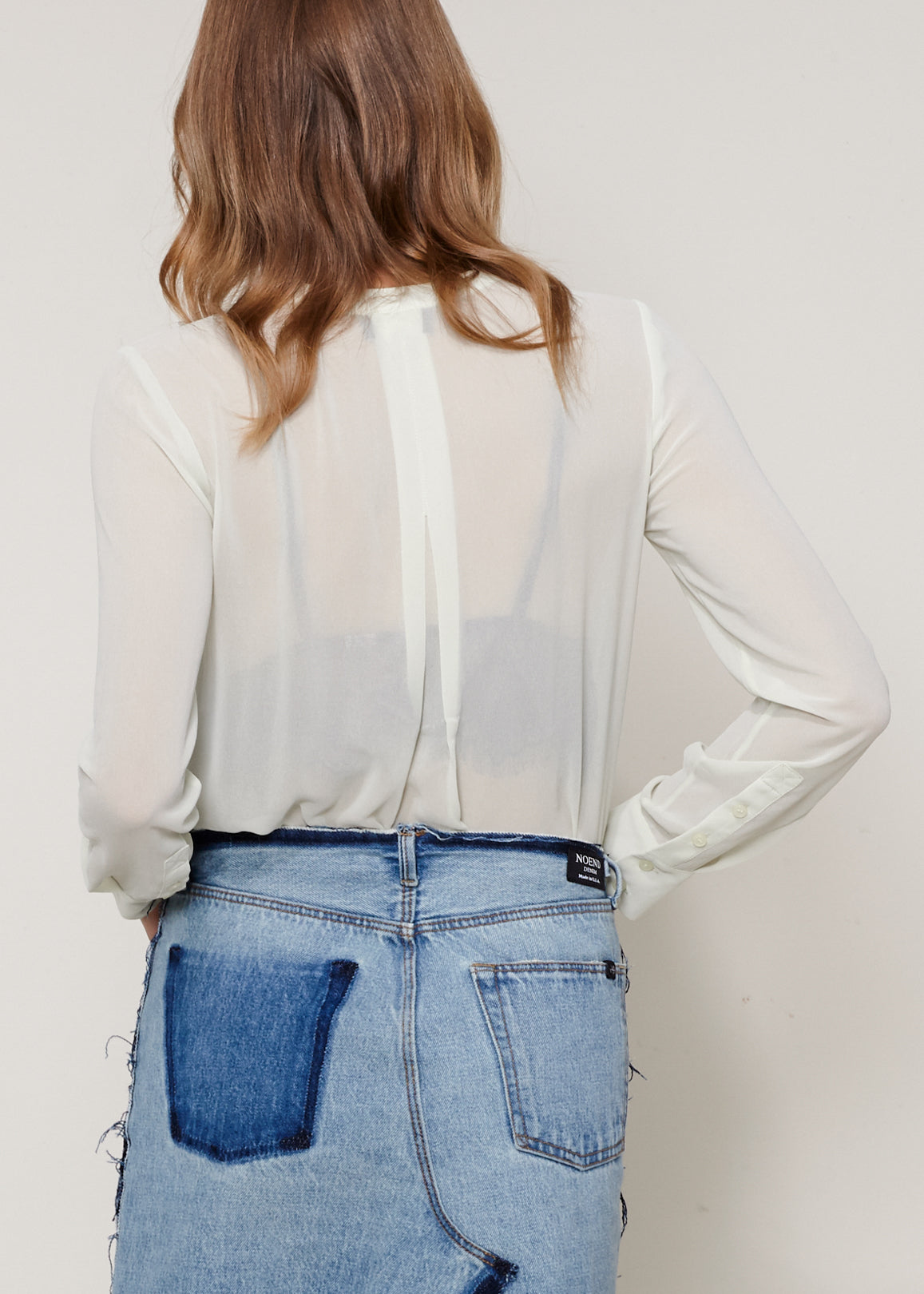 Lemon Hera sheer button-up blouse in lime with long sleeves and classic collar, perfect for stylish office or casual wear.
