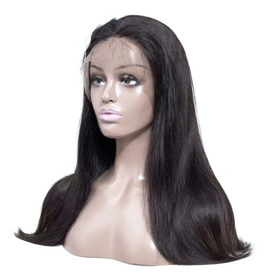 Cerise Alfie Brazilian straight lace frontal wig with 13x6 transparent lace, natural human hair, styled for a sleek look.
