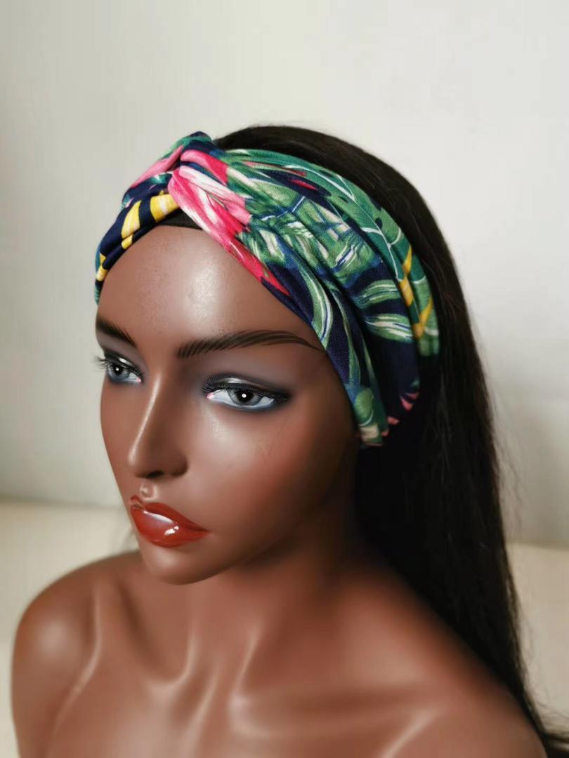 Cerise Alfie straight human hair headband wig with scarf, easy to wear, no glue, suitable for women, bath and beauty accessory