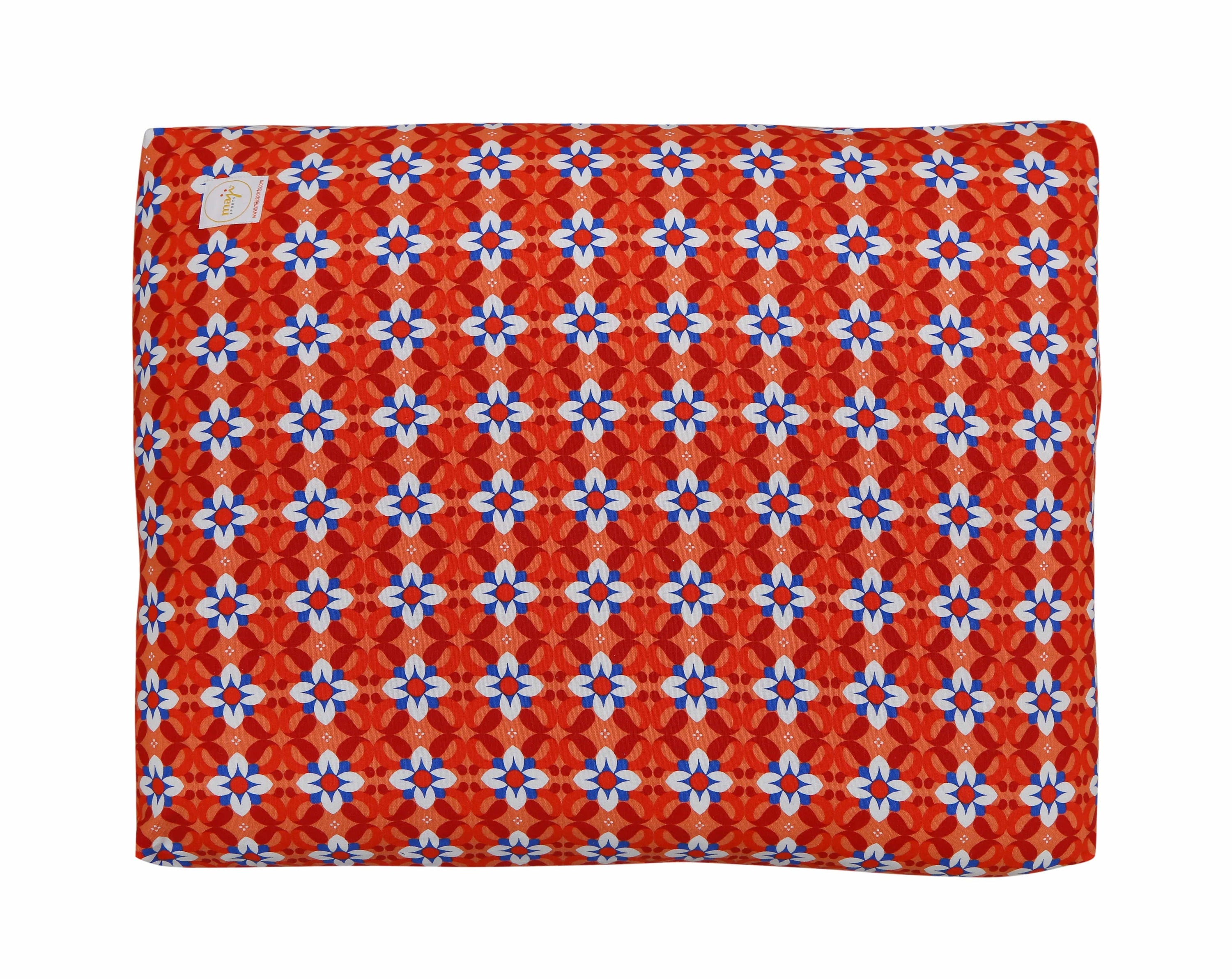 Azure Jason Zabuton yoga meditation cushion on a mat, showing its round shape and soft fabric surface for comfortable seated practice.