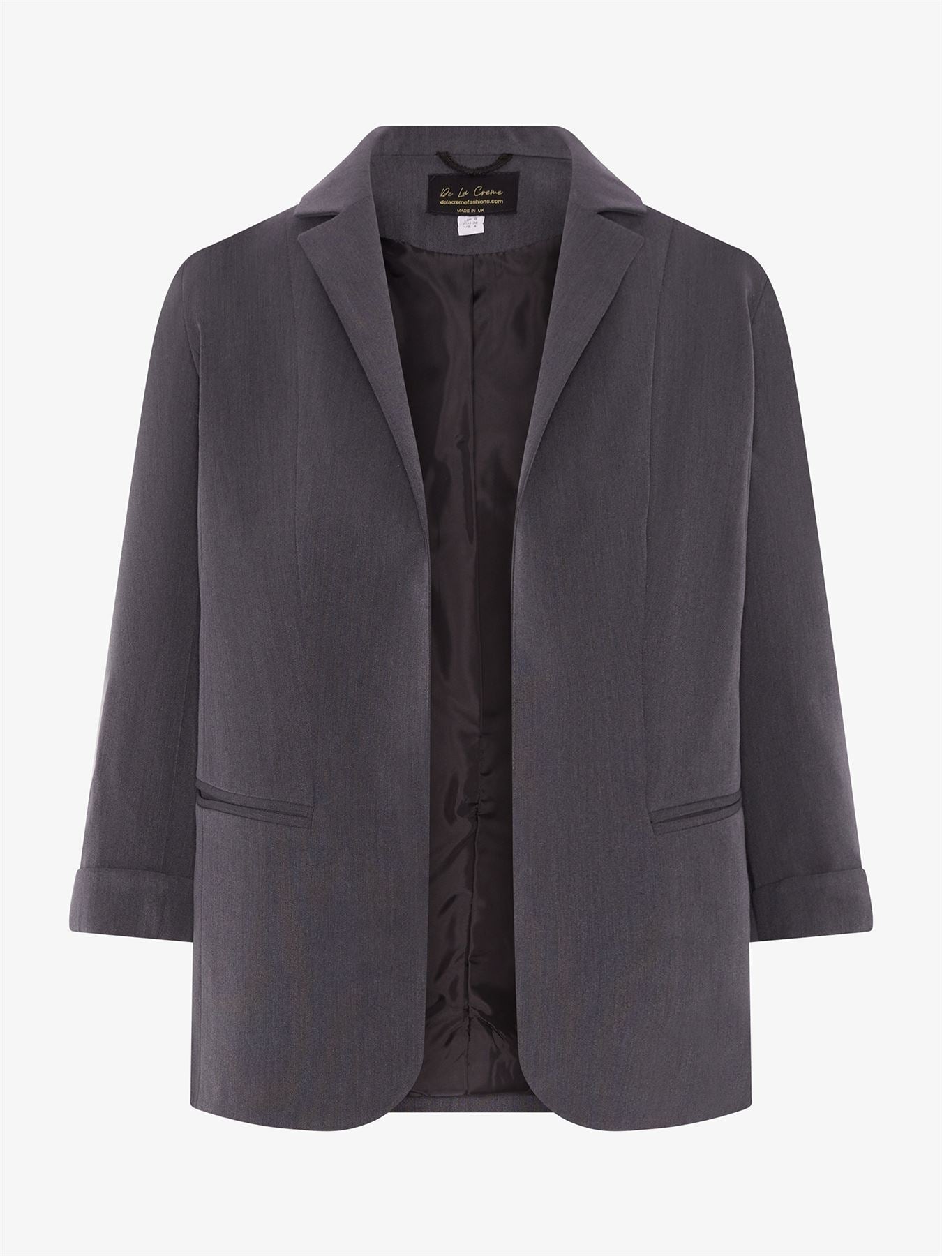 Rose Eleusis Edge to Edge Blazer in tailored black jacket with sleek lapels and fitted design, perfect for formal or casual wear.