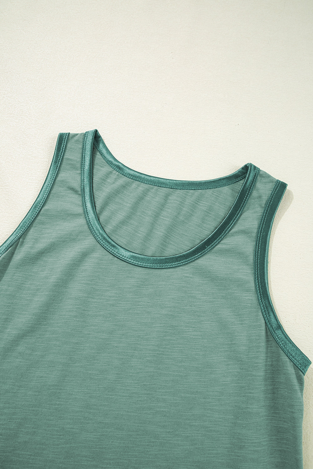 Metallic contrast trim scoop neck tank top for women by Byzantium Bay, featuring a stylish metallic accents and a comfortable fit.