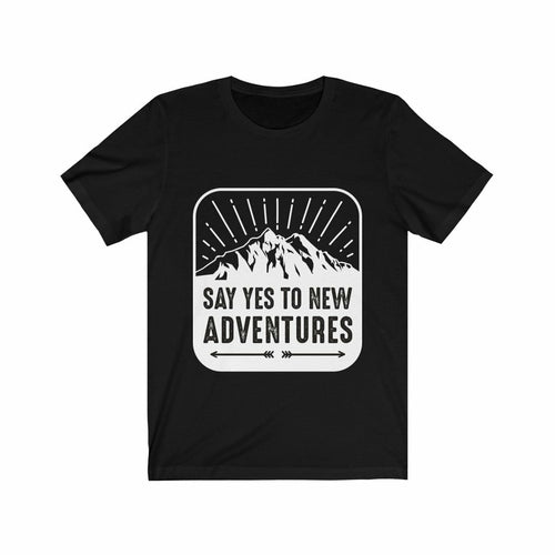Plum Charlie Say Yes to New Adventures T-shirt featuring a casual fit and adventure-themed graphic design.