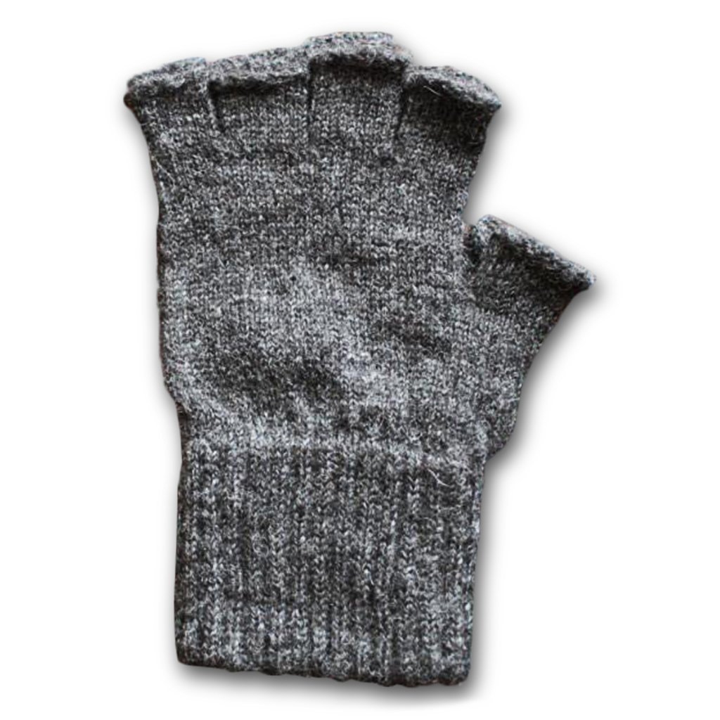 Milky Way fingerless alpaca gloves for work and play in dark grey, made from soft alpaca yarn, ideal for activewear and outdoor activities.