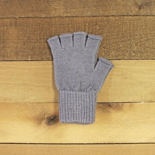 Milky Way fingerless alpaca gloves in slate grey, designed for activewear and versatile work or play use.