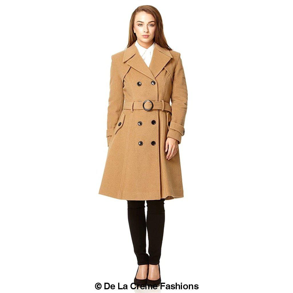 Amber faux wool blend double-breasted trench coat by Rose Eleusis, stylish jackets and coats for cold weather.