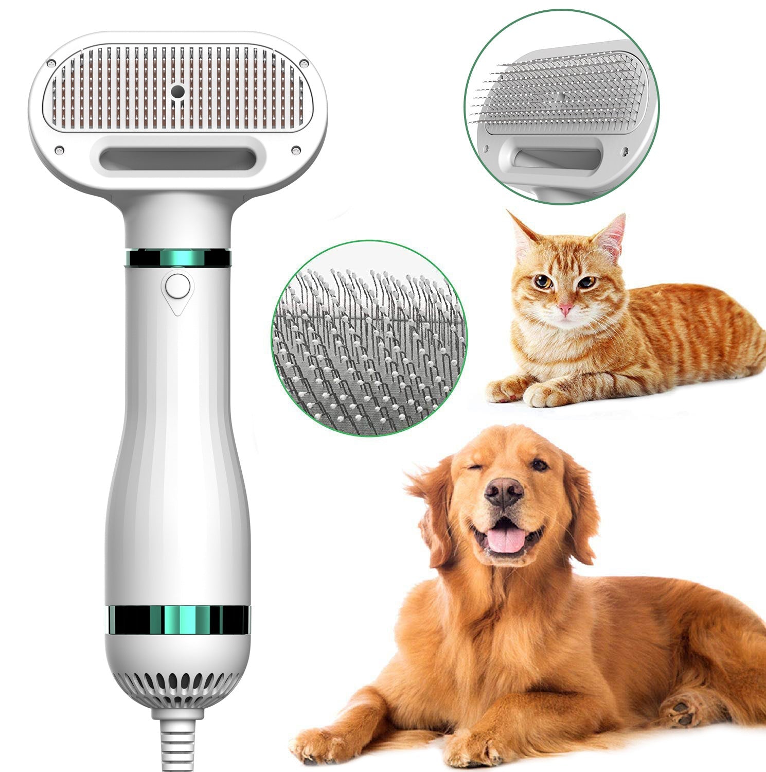 Maroon Asteria Pet Comb Hair Dryer for petcare, showing a compact, handheld pet dryer with comb attachments in a close-up image.