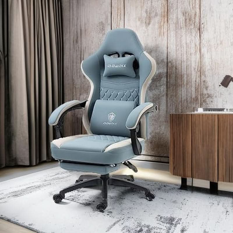 Blue Gaming Chair With Pocket Spring Cushion For Long Gaming Sessions