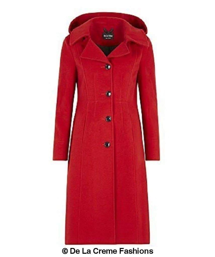 Beatrice Rose Eleusis wool blend hooded mid-length coat in neutral tones, showcasing its cozy design and stylish fit.