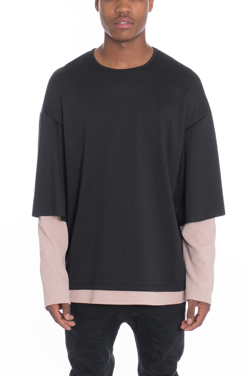 Lime Milo Cortez Slouch long sleeve T-shirt in taupe color, featuring a relaxed fit and casual style.
