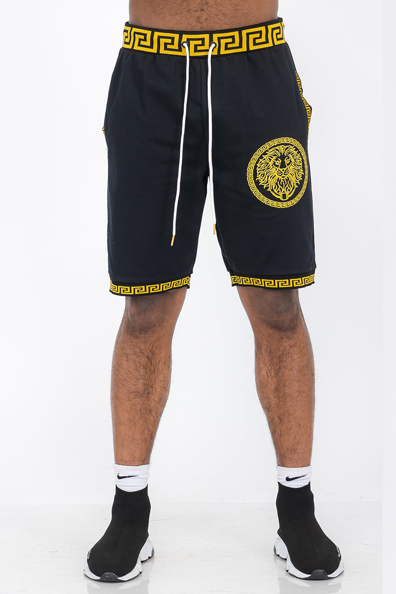Black Lion Head Shorts by Lime Milo, men&