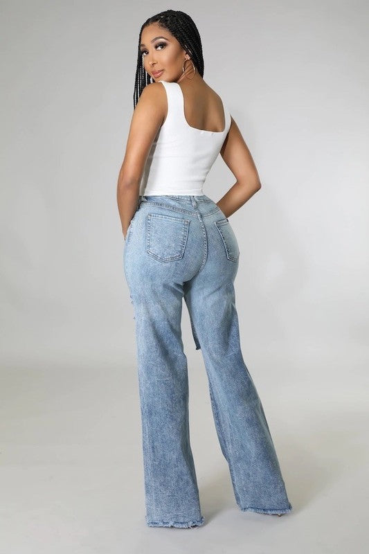 Jade Icarus Tyger Wide Leg Jean automotive part with wide-leg design, showcasing durable material and detailed stitching.
