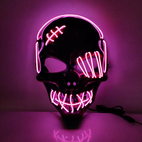 Maroon Asteria Halloween scary one-eyed pirate mask with LED light, featuring a sinister design for cosplay or costume parties.