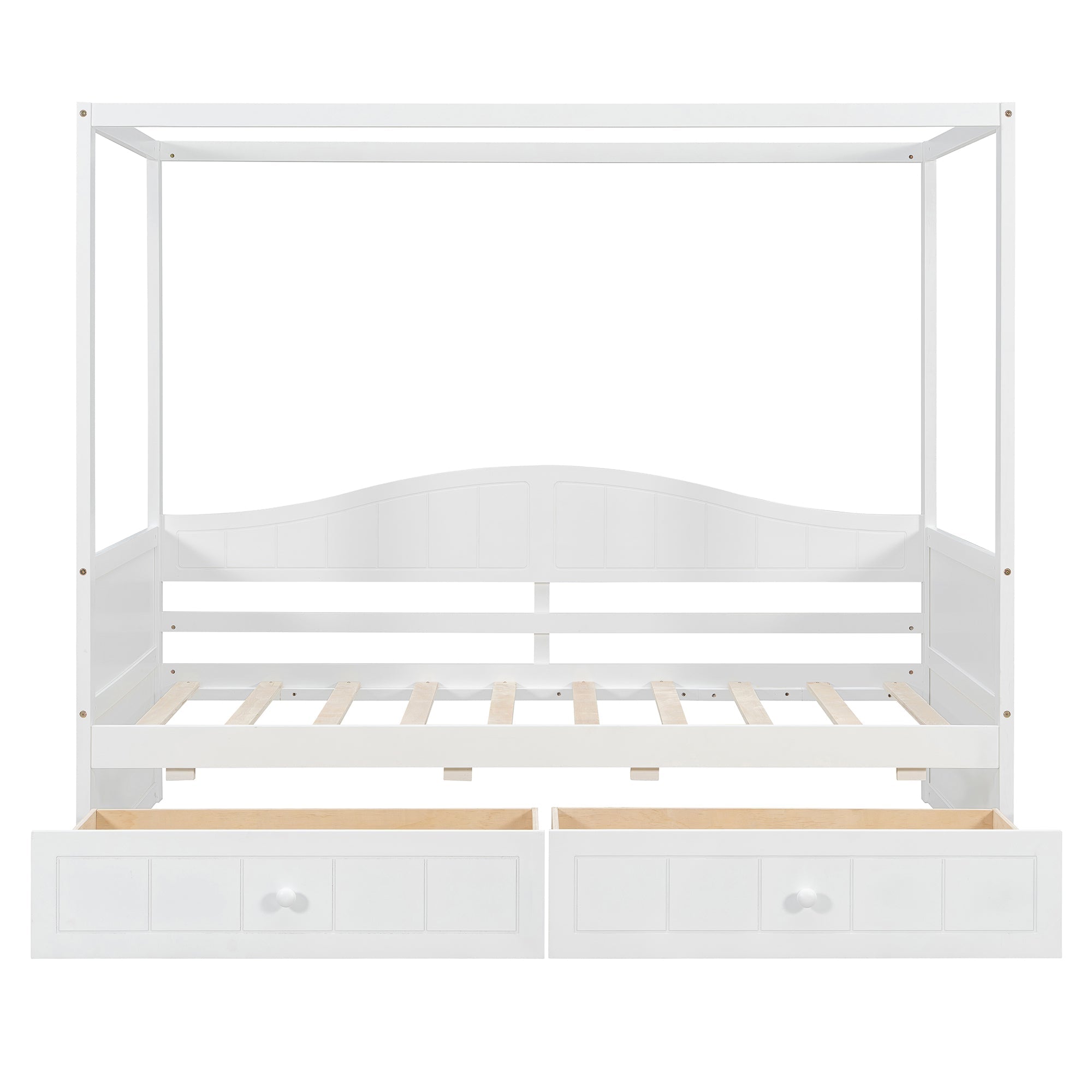 Sangria Beech twin size canopy day bed with frame, canopy, and two storage drawers for bedroom furniture.
