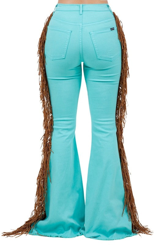 Jade Icarus Texas Sun Bell Bottom jeans with 32-inch inseam, featuring a high-waisted fit and flared leg style for women.