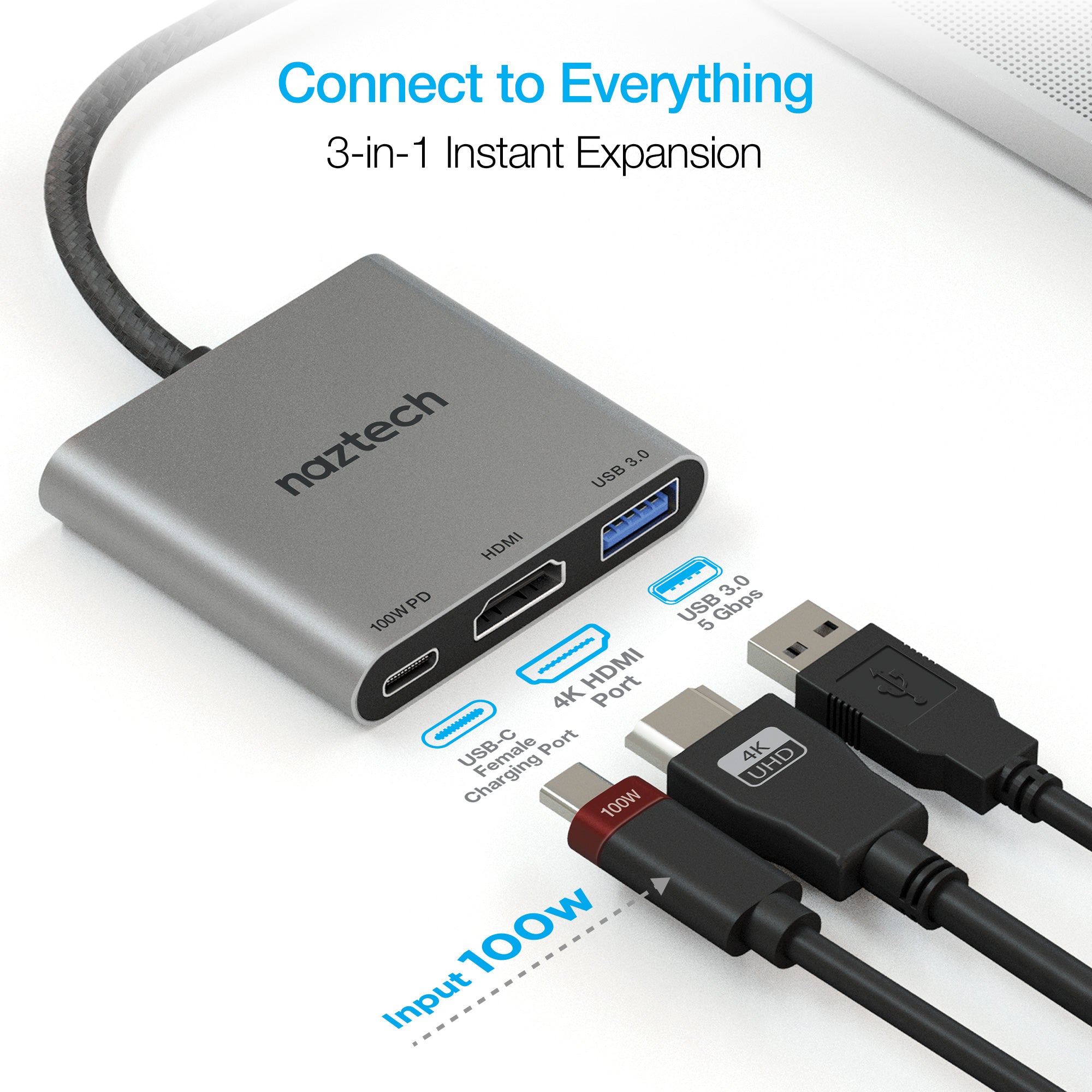 Sky Iapetus Naztech Portable MaxDrive 3100W USB-C Hub with multiple ports for mobile and laptop connectivity.