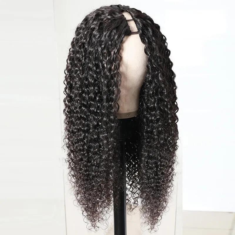 Cerise Alfie U Part Wig with Jerry Curl Brazilian Remy human hair, long curly wig for Black women, bath and beauty product