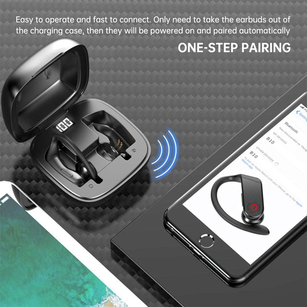 Wireless TWS stereo earbuds with LED display from Teal Simba, compact design, and in-ear fit for high-quality audio.