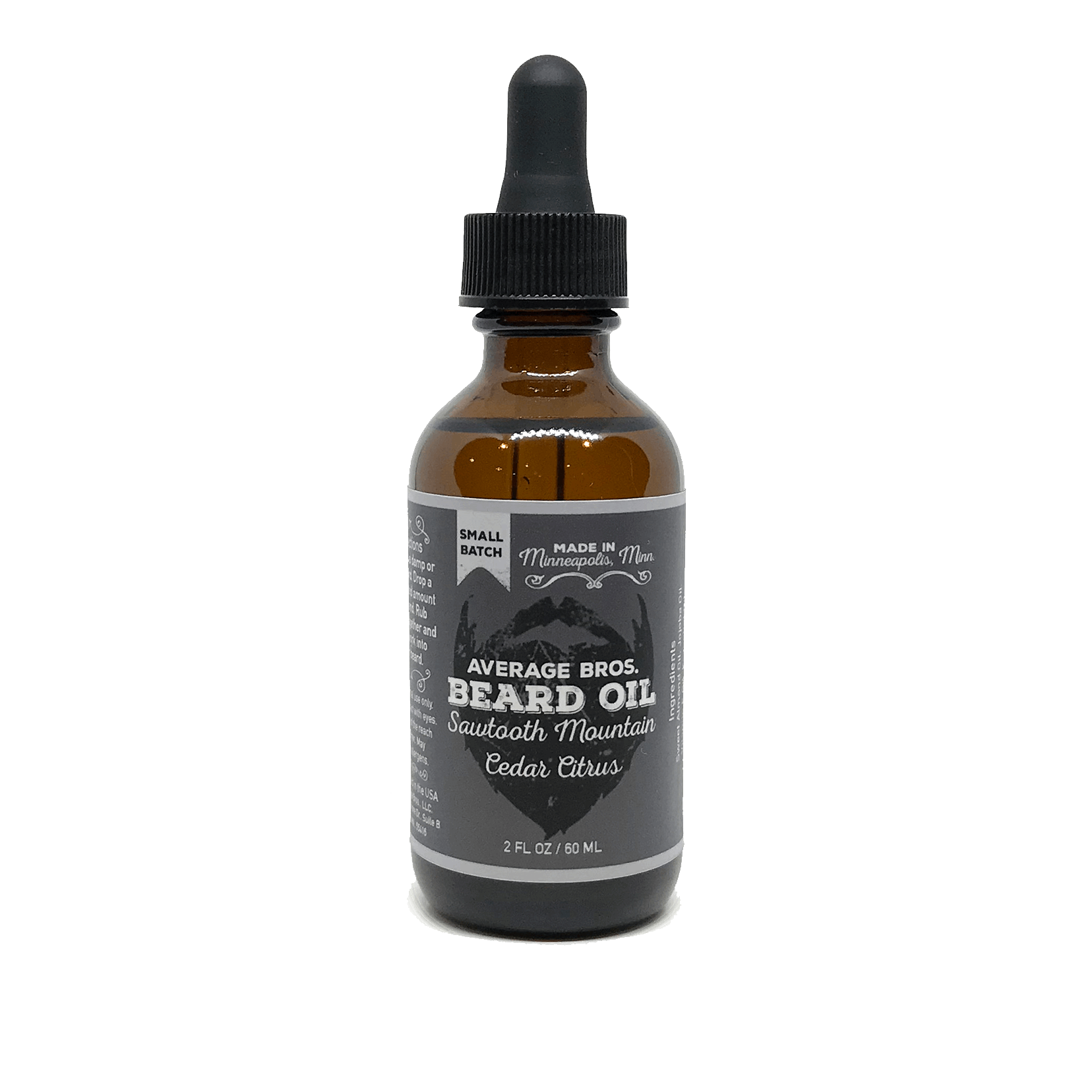 Tan Athena Sawtooth Mountain Cedar Citrus beard oil bottle with label, designed for grooming and beard care.