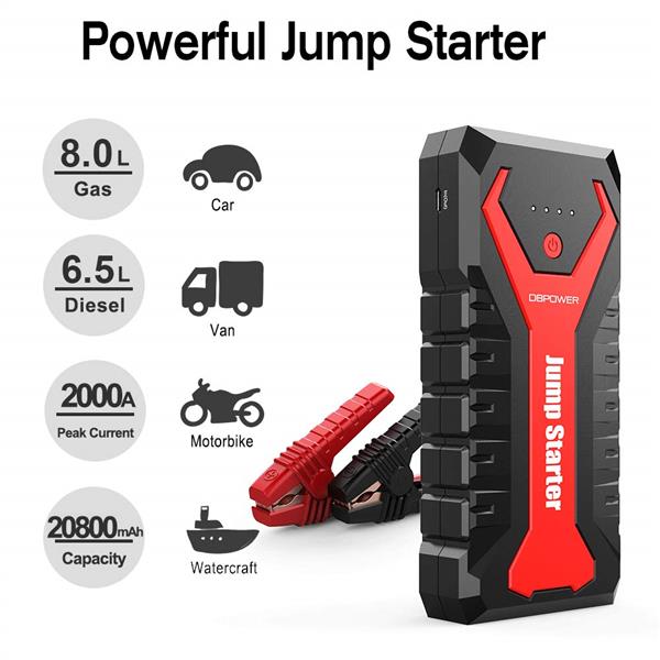 Teal Simba 2000A 20800mAh portable car jump starter with battery booster, compact automotive emergency power device.