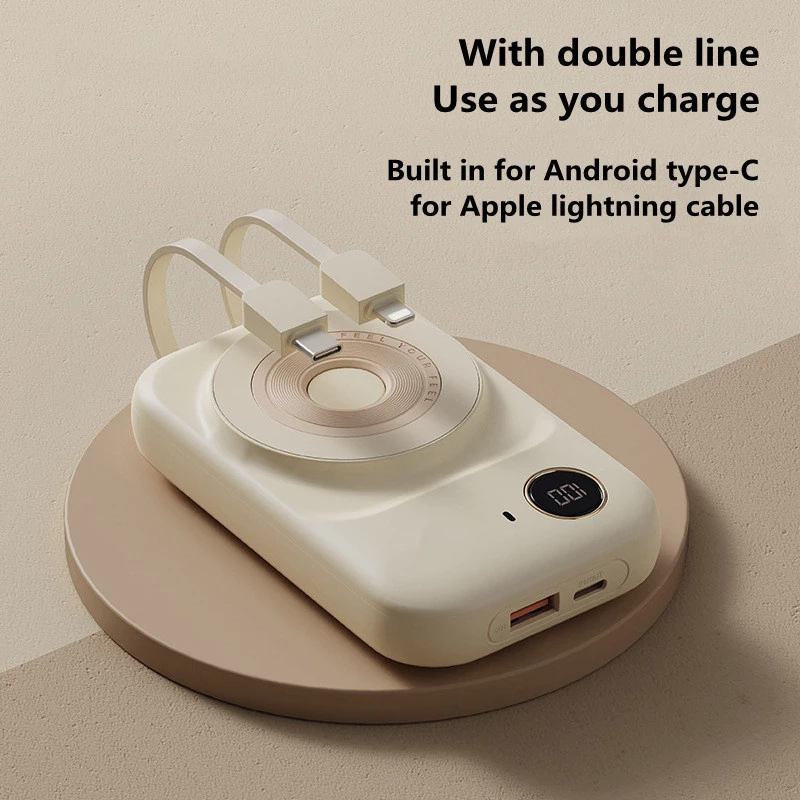 Teal Simba magnetic power bank with dual-line mini portable charger for tech accessories, compact and convenient for on-the-go charging.