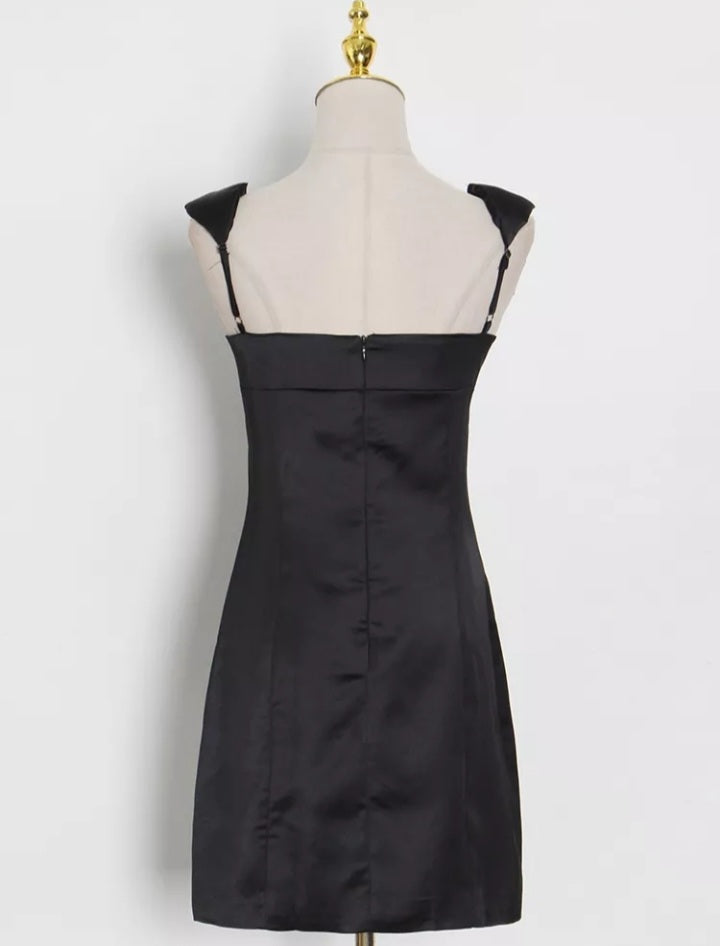 Womenâs sleeveless high waist solid minimalist dress with square collar by Mauve Ananke, shown in a clean, elegant design.