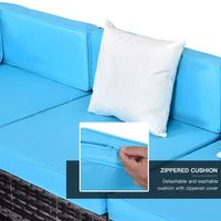 Outsunny 7-piece rattan outdoor sofa set with taupe cushions, perfect for patio furniture and outdoor entertaining.