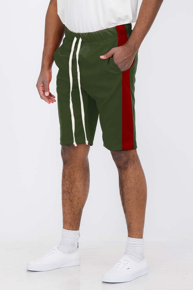 Lime Milo single stripe shorts in navy and white with an elastic waistband and casual fit, perfect for summer wear.