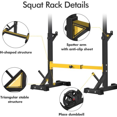 Teal Simba squat rack stand with barbell, free press bench, and dumbbell racks for home gym strength training.