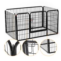 Black Pet Playpen by PawHut, 49-inch 4-panel heavy-duty puppy and cat pen with secure, durable design for pets.