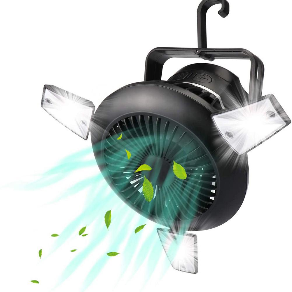 Lilac Milo foldable fan and portable LED solar camping lantern with hook, ideal for outdoor camping and outdoor activities.