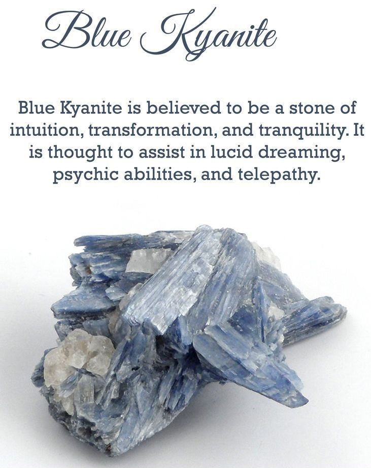 Blue Kyanite and crystal quartz stretch bracelet featuring genuine stones, crafted by Violet Chaos.