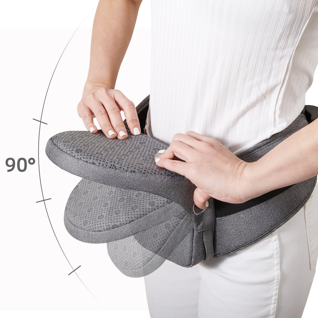 Maroon Chronos collapsible hipseat carrier for kids and babies, shown in a compact, foldable design for easy carrying and storage.