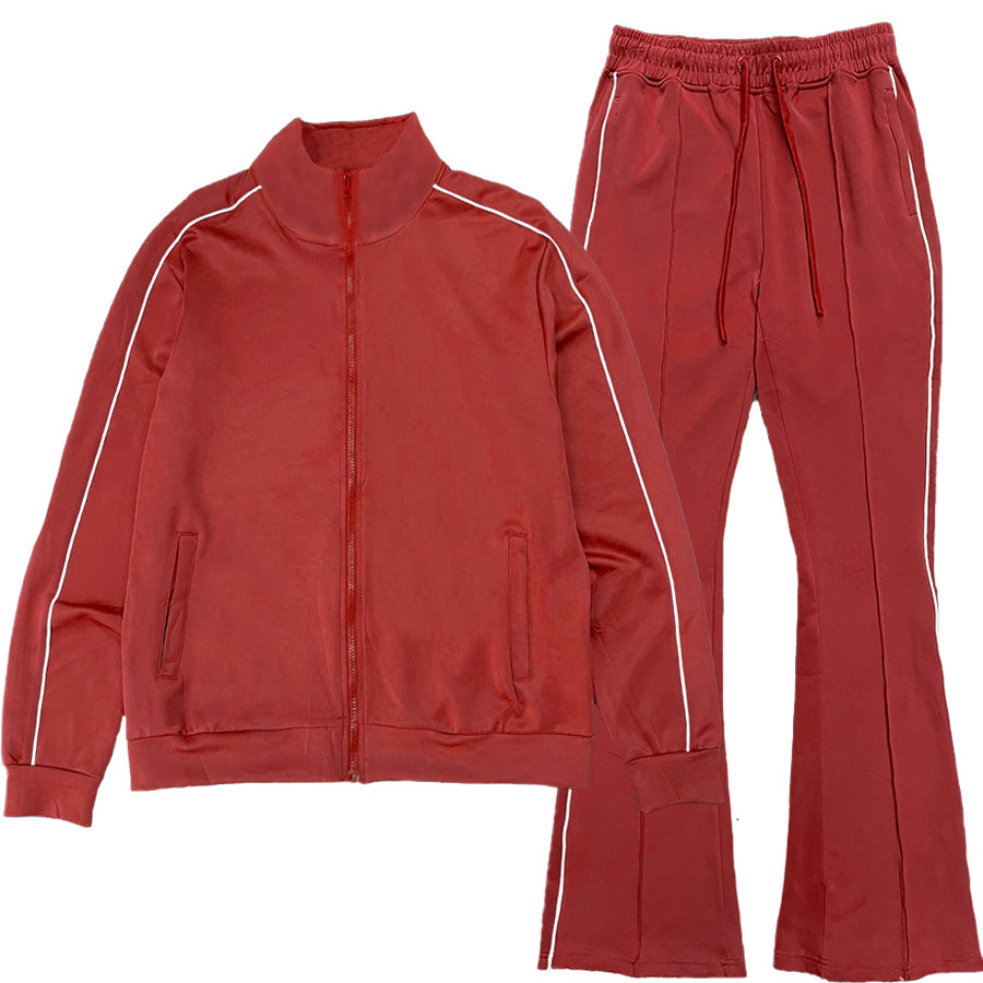 Lime Milo flare stacked track suit with matching jacket and pants, activewear set in stylish, comfortable design.