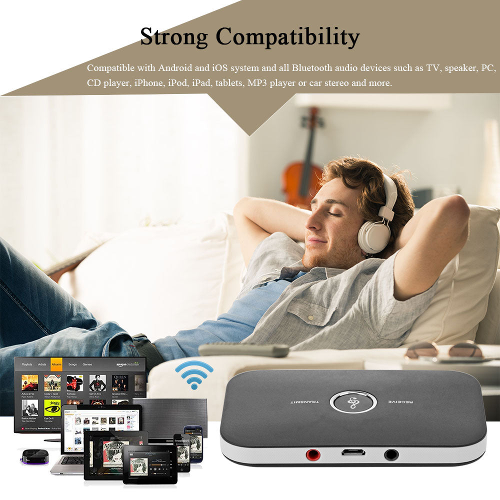 Teal Simba 2-in-1 Bluetooth 4.1 audio transmitter and receiver tech accessory showing device with ports and controls.